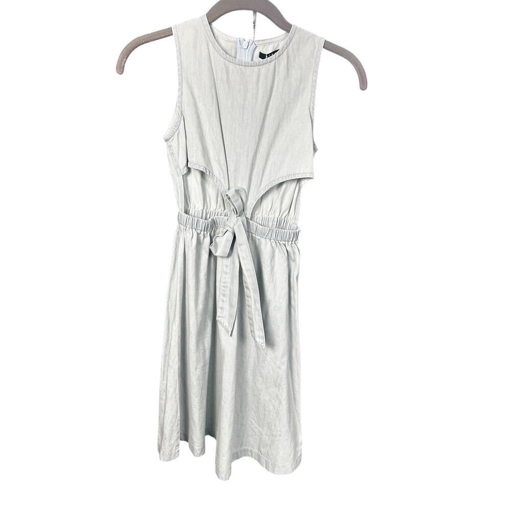 383-"New Girl" Blue Denim Tie Dress by Rowe size 7Y
